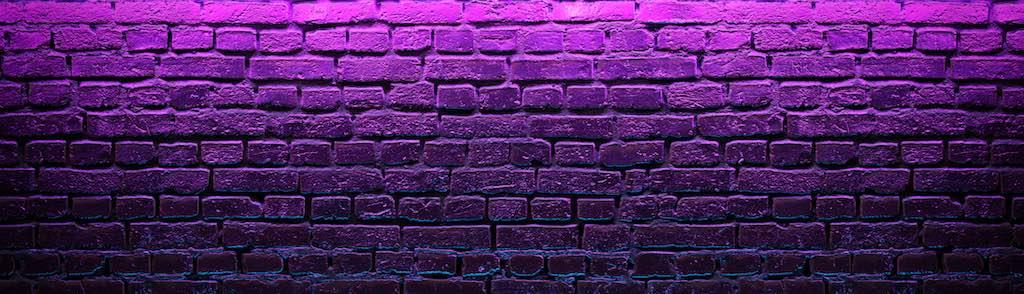 Modern futuristic neon lights on old grunge brick wall room background. 3d rendering